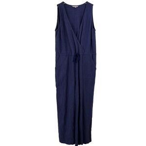 BRIDGE & BURN Dillon‎ Cobalt Pinstripe Jumpsuit WOMENS SMALL Linen PDX
